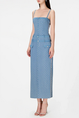 Hullar Denim String Midi Dress