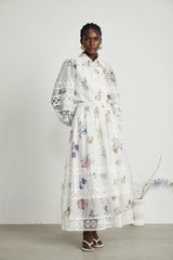 Manon floral-print cut-out shirt & skirt matching set