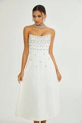 Melisande white embellished midi dress