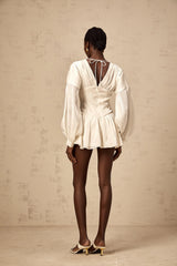 Lina white bowknot glitter-detail mini dress