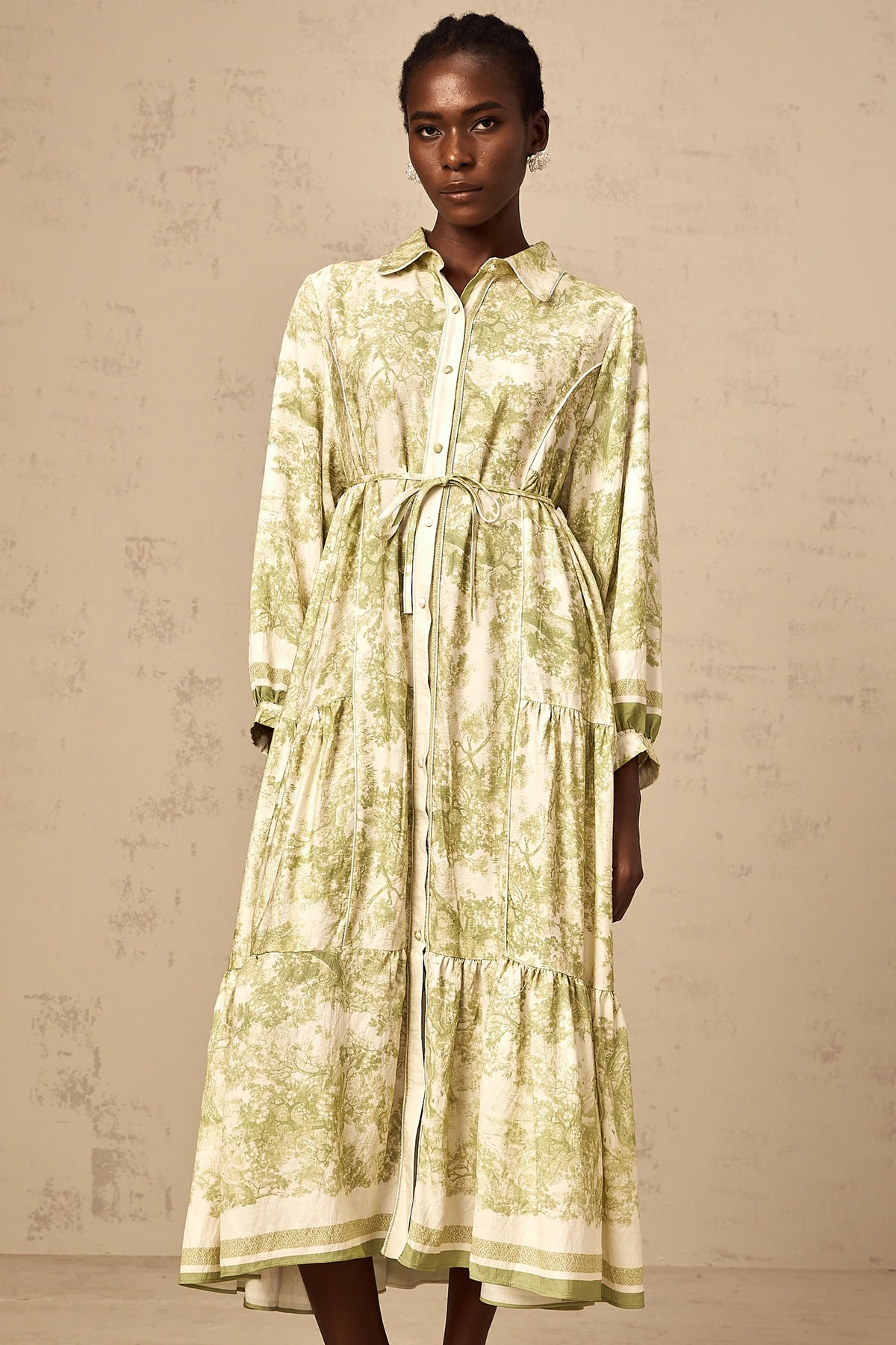 Adélaïde graphic-print midi dress in Green
