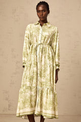Adélaïde graphic-print midi dress in Green