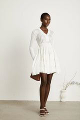 Géraldine white pointelle-knit midi dress