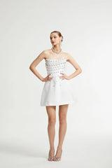 Melisande white embellished mini dress