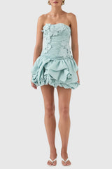 Coleka Floral Appliqué Strapless Mini Dress