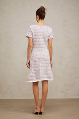 Hyacinthe purple checked knit midi dress