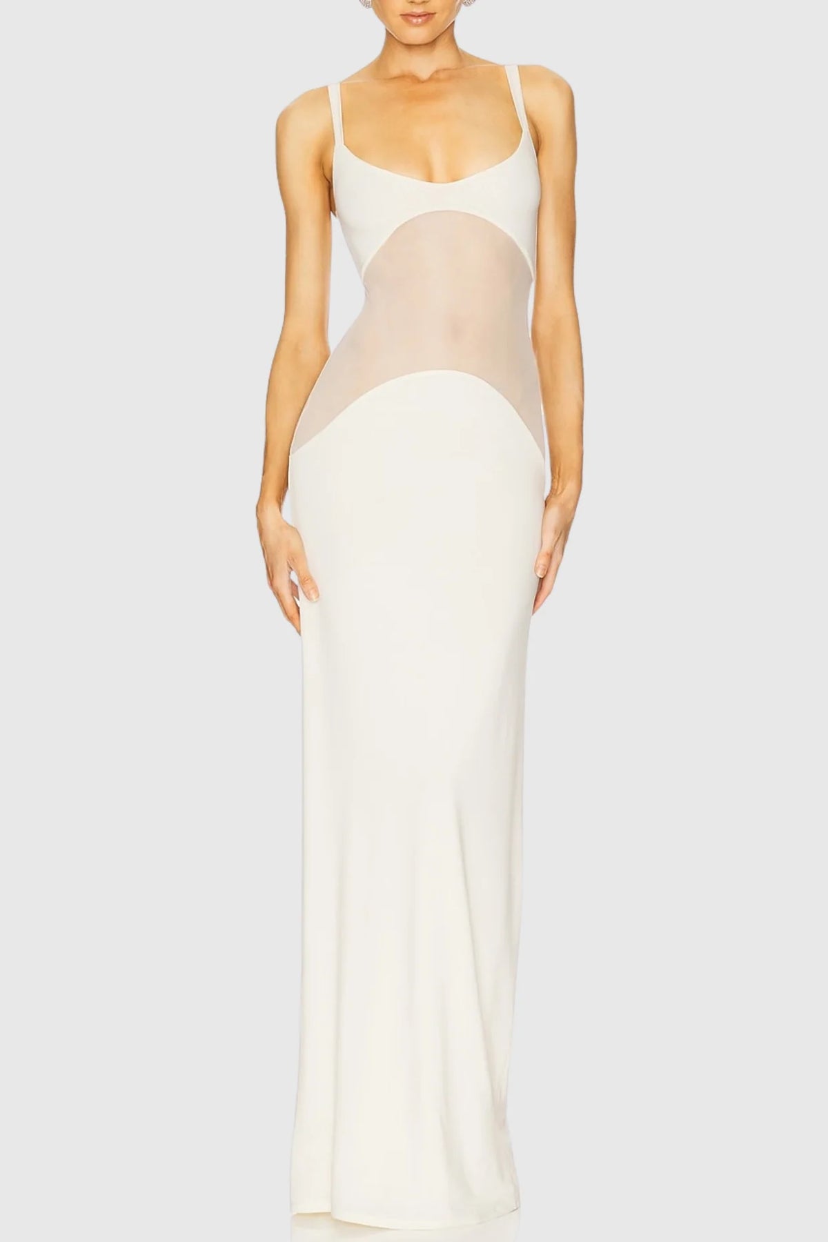 Dajoa Mesh Curve Maxi Dress - White