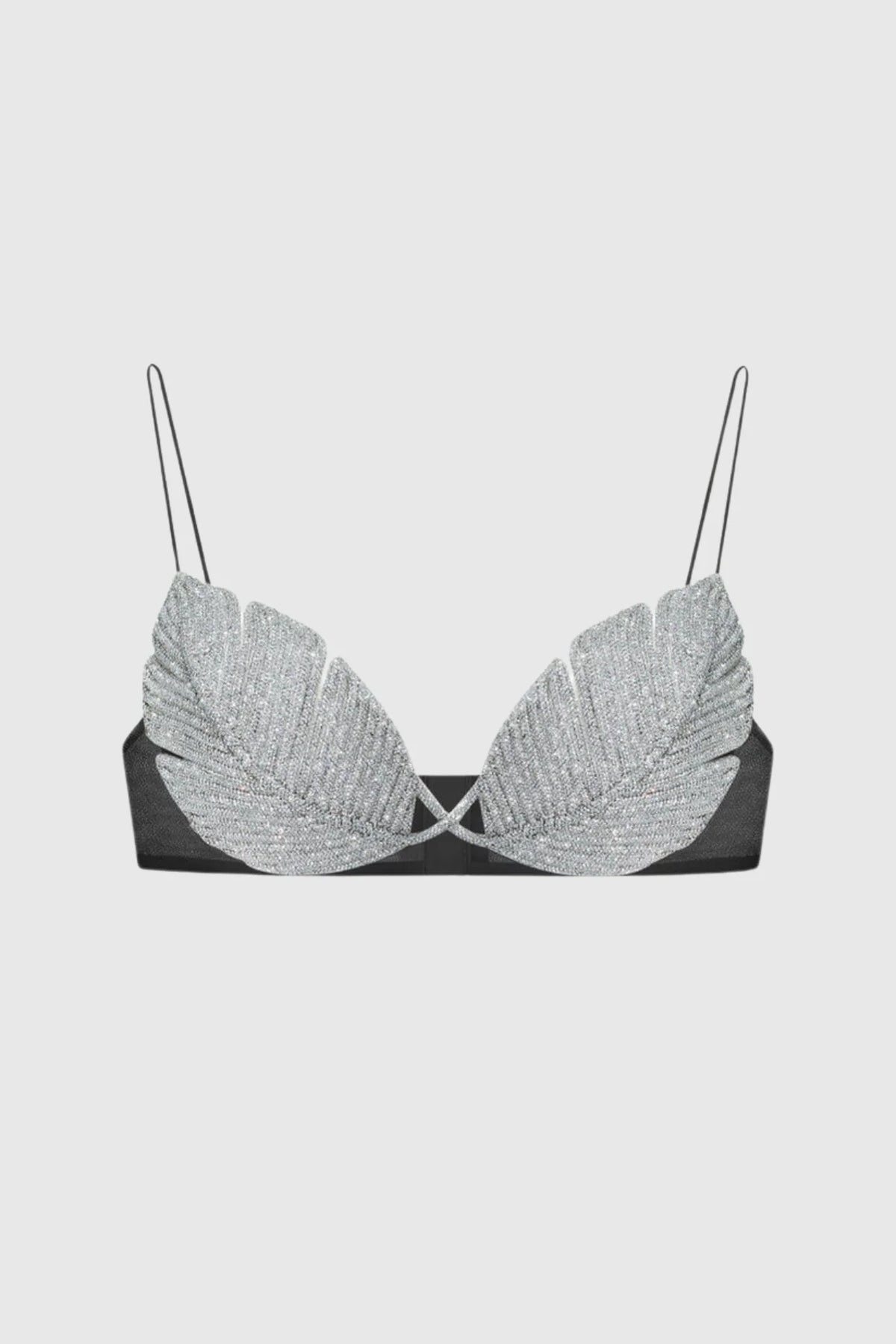 Jackia Leaf Crystal Bralette - Black