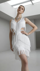 Maison Celie Fringe Cut-Out Dress 2025