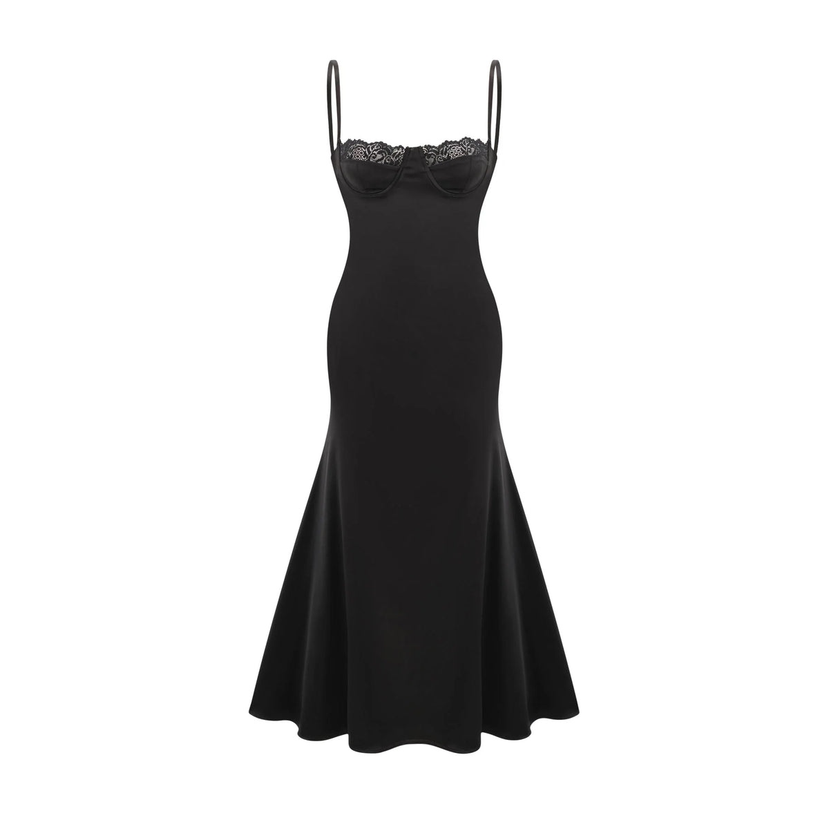 Larisa lace-trim satin midi dress