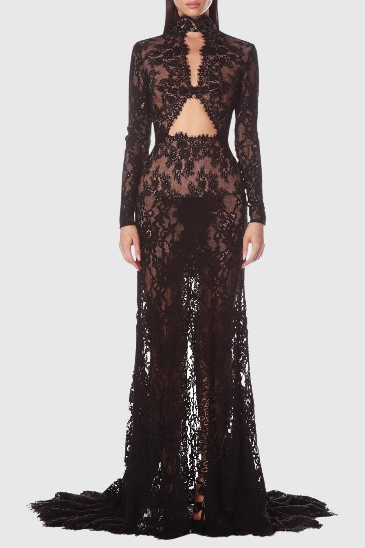 Juselius Lace Cutout Maxi Dress - Black