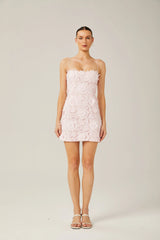 Jocelyne pink floral lace mini dress