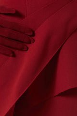 Chapera Asymmetrical Pleat Maxi Dress - Red