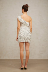 Irina white pattern-print ruffled mini dress