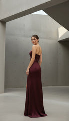 Fashionable Deep V-neck Satin Dress