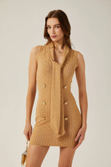 Aimée shawl-collar knitted mini dress