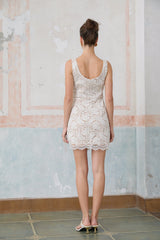 Anastasie white corded-lace sleevless mini dress
