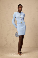 Anais knit patterned-jacquard cardigan & skirt matching set