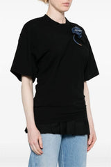 Adrienne Ruched Floral  T-shirt - Black