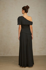 Adèle creased top & trousers matching set in Black