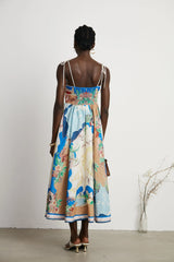 Joan graphic-print midi dress