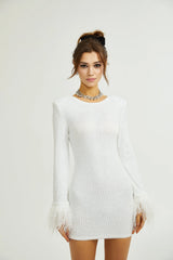 Amorata feather-trim embellished dress