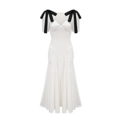 Cyrielle ribbon-detail puff-sleeve maxi dress
