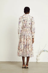 Mathilde floral tied-waist pleated midi dress