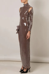 Calla Sequin Cutout Slit Maxi Dress