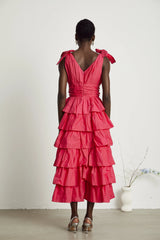 Émilienne tiered ruffled midi dress