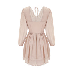 Kordney pink layered ruffled long-sleeve mini dress