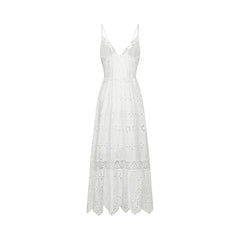 Coquette V-neck embroidered maxi dress