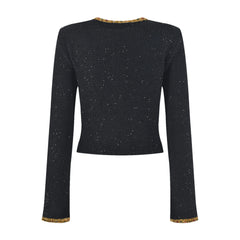 Ariane black sequined tweed jacket & skirt matching set