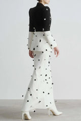 Gana Sequin Dot Trumpet Blazer - White
