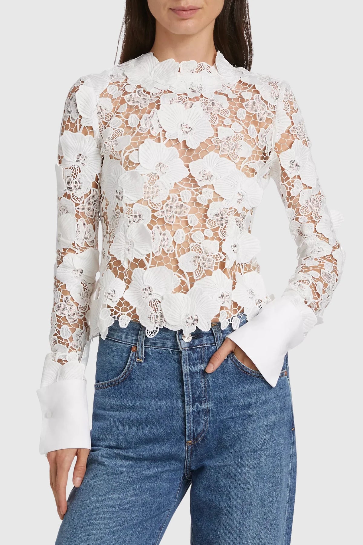 Cavallo Guipure Lace Long Sleeve Blouse