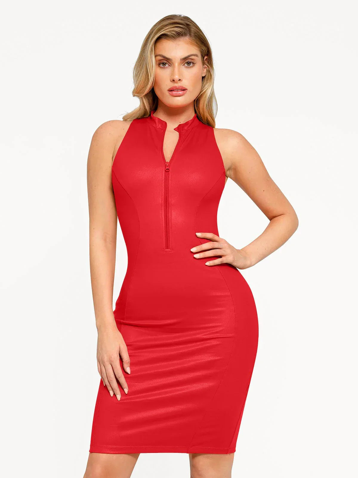 Sculpt Zip Midi Dress
