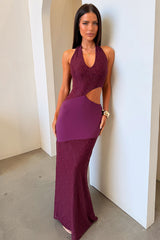 Walker Halter Maxi Dress Burgundy